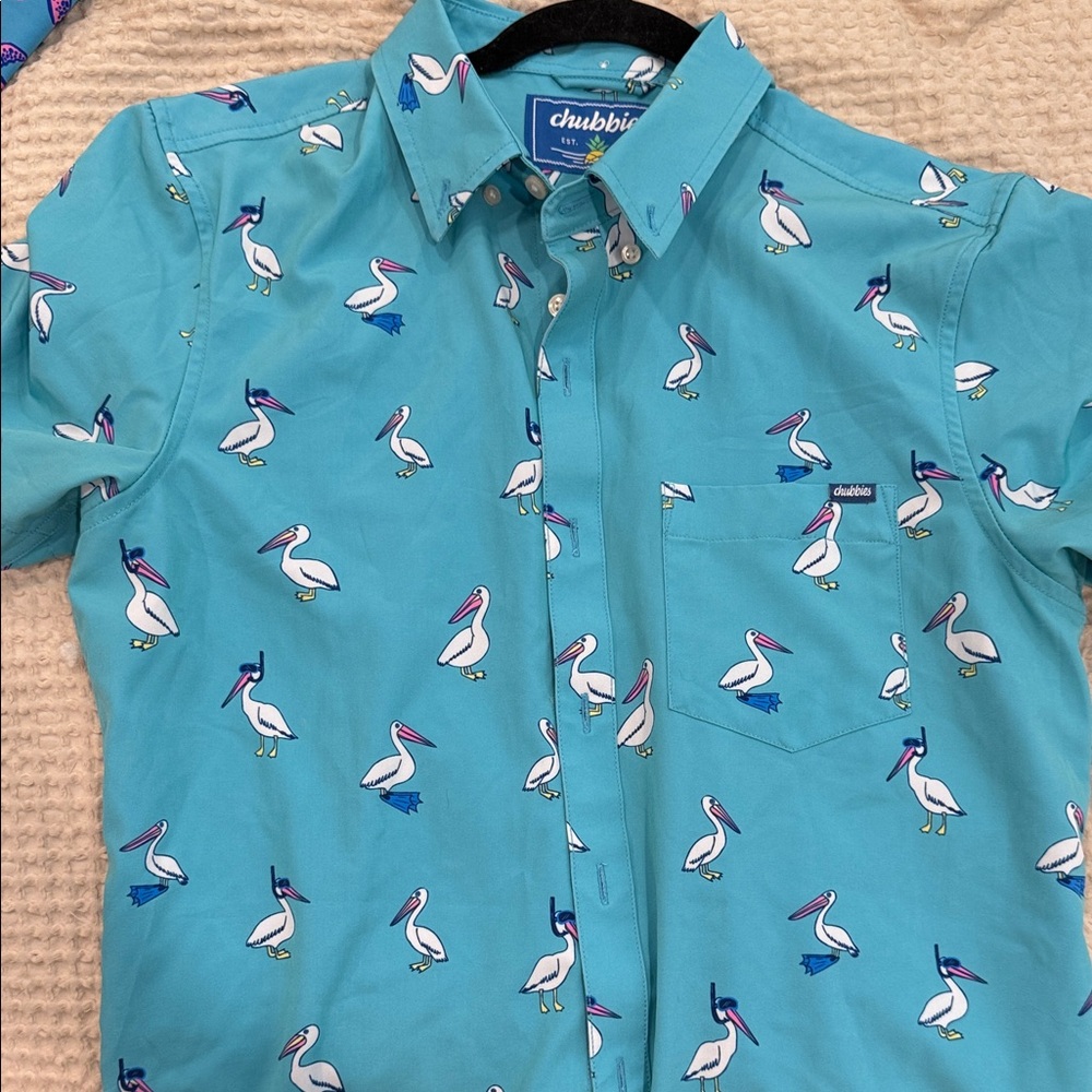 Chubbies Teal Pelican Print Casual Shirt
